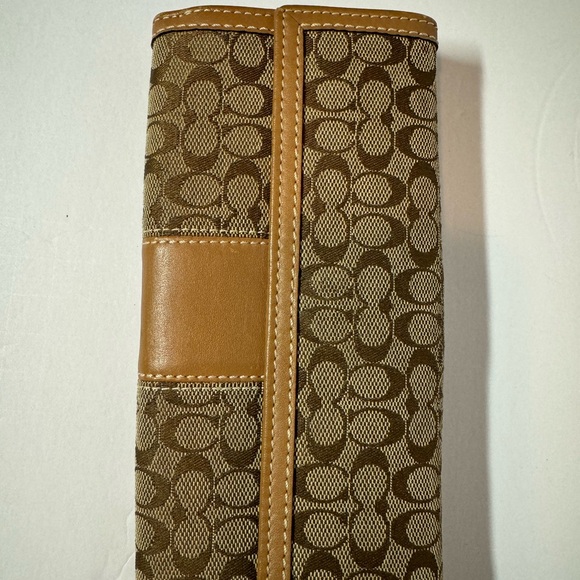 Coach Signature Leather Trim Wallet Brown - Picture 3 of 10